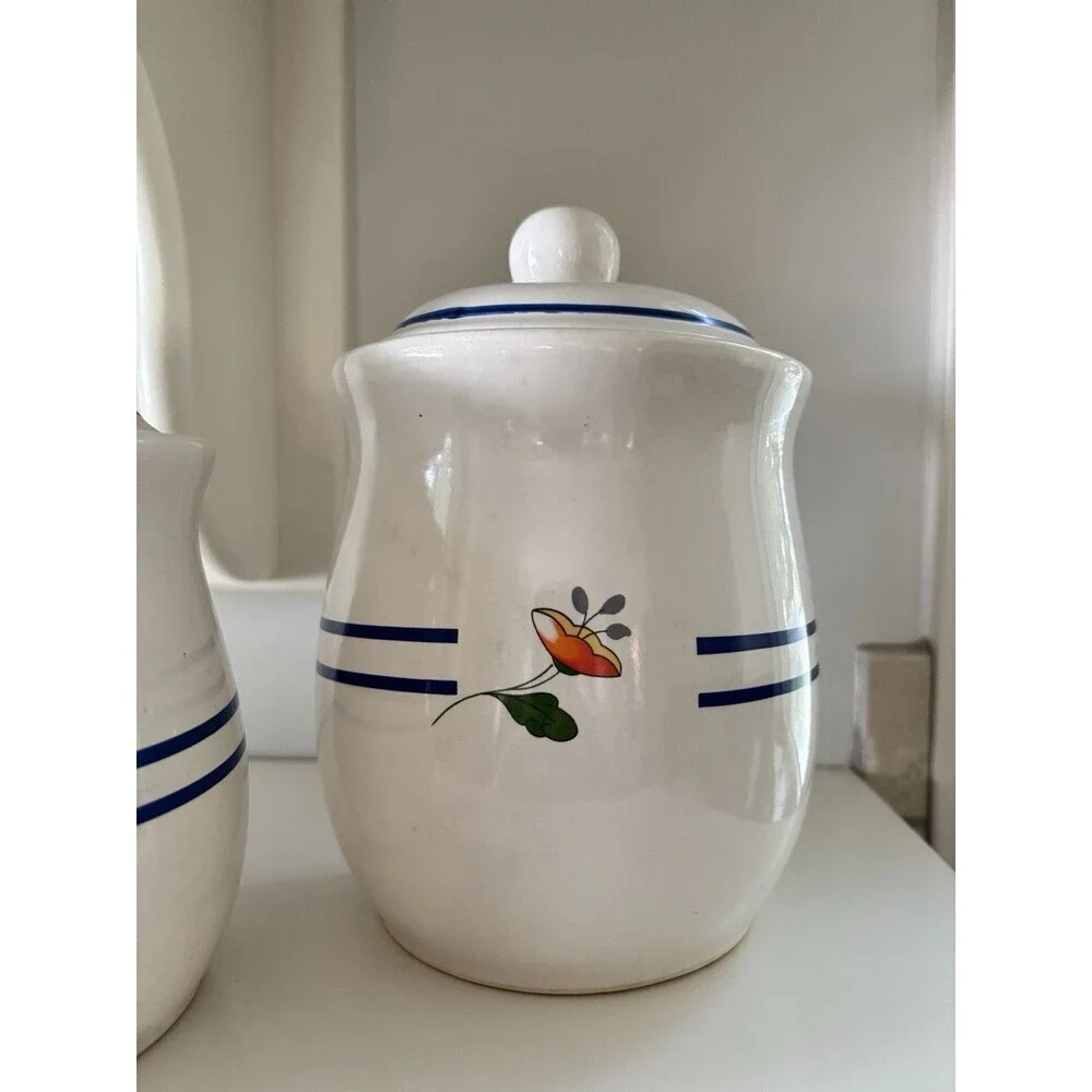 Vtg Floral Canister Set Set of 3 Ceramic Canisters Granny/Cottage Core 80s 90s